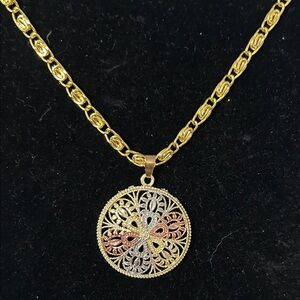 Intricate Gold and Silver Filigree Necklace